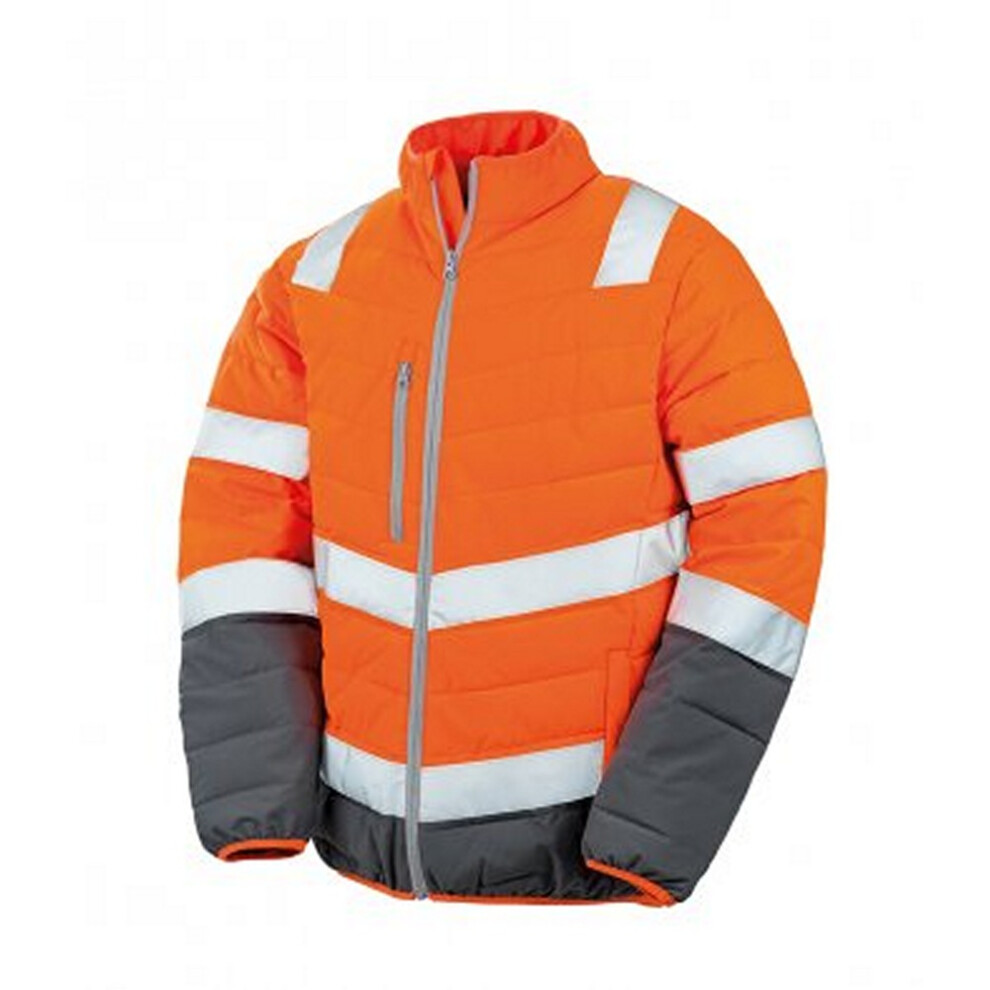 (3XL, Fluorescent Orange/Grey) Result Mens Safe-Guard Soft Safety Jacket