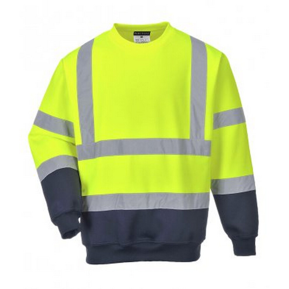 (XXL, Yellow/Navy) Portwest Mens Hi-Vis Two Tone Sweatshirt