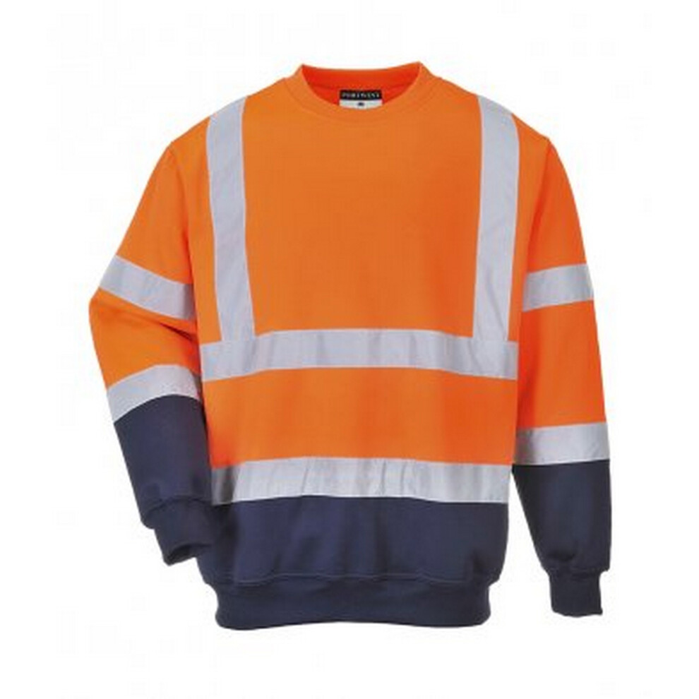 (XL, Orange/Navy) Portwest Mens Hi-Vis Two Tone Sweatshirt