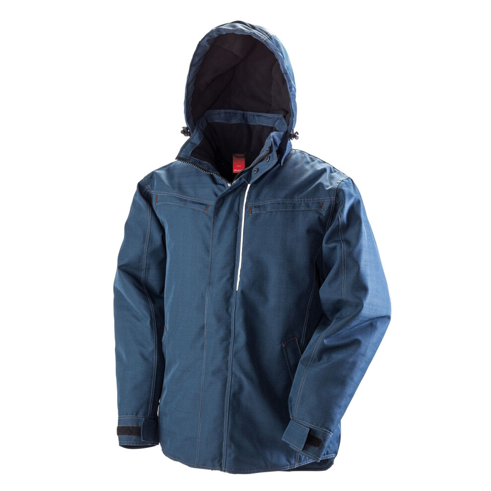 (L, Navy) Result Mens Waterproof Denim Textured Rugged Jacket