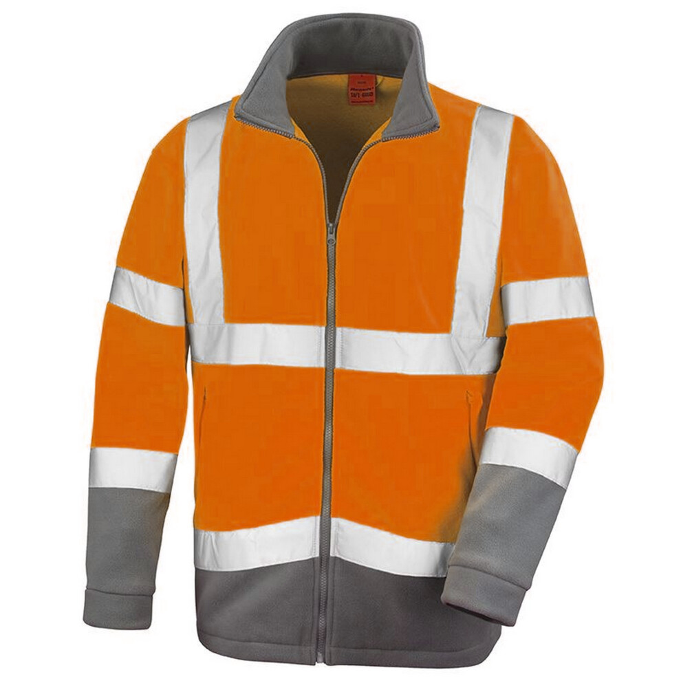 (L, Orange) Result Core Mens Reflective Safety Micro Fleece Jacket