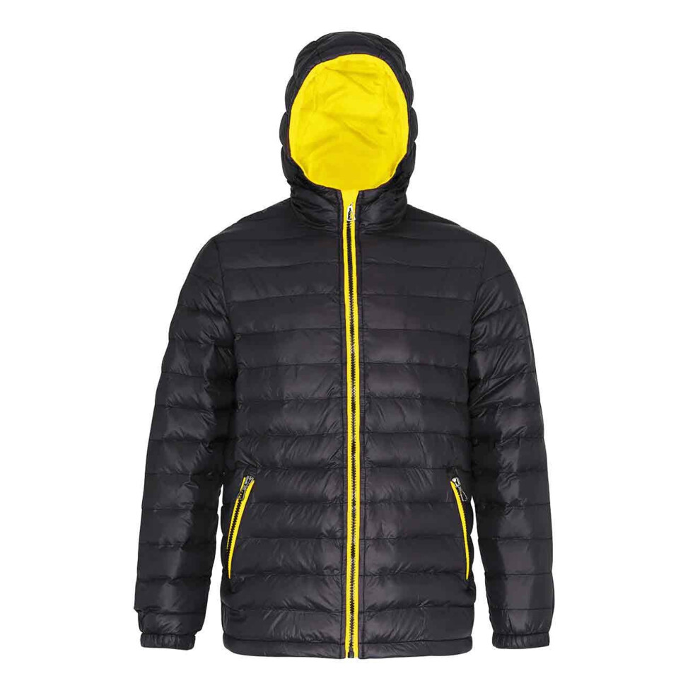 2786 Men's Yellow (M, Black/Bright ) Hooded Water & Wind Resistant Padded Jacket
