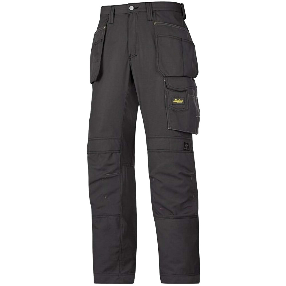 (31R, Black/ Black) Snickers Mens Ripstop Workwear Trousers