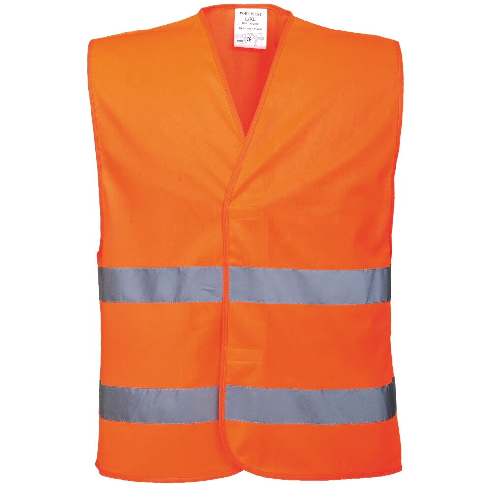 (SM, Orange) Portwest Unisex High Visibility Two Band Safety Work Vest