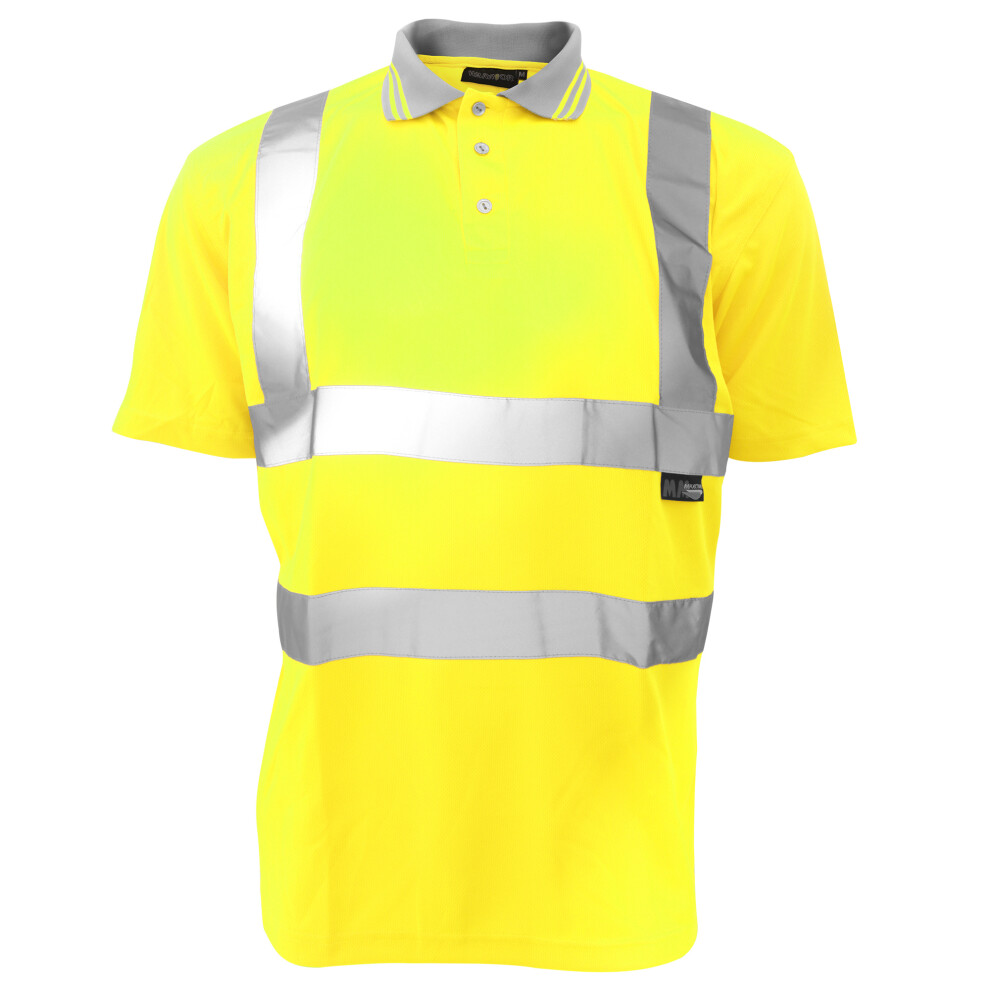 (L, Fluorescent Yellow) Warrior Mens Daytona Hi-Vis Short Sleeve Polo Shirt