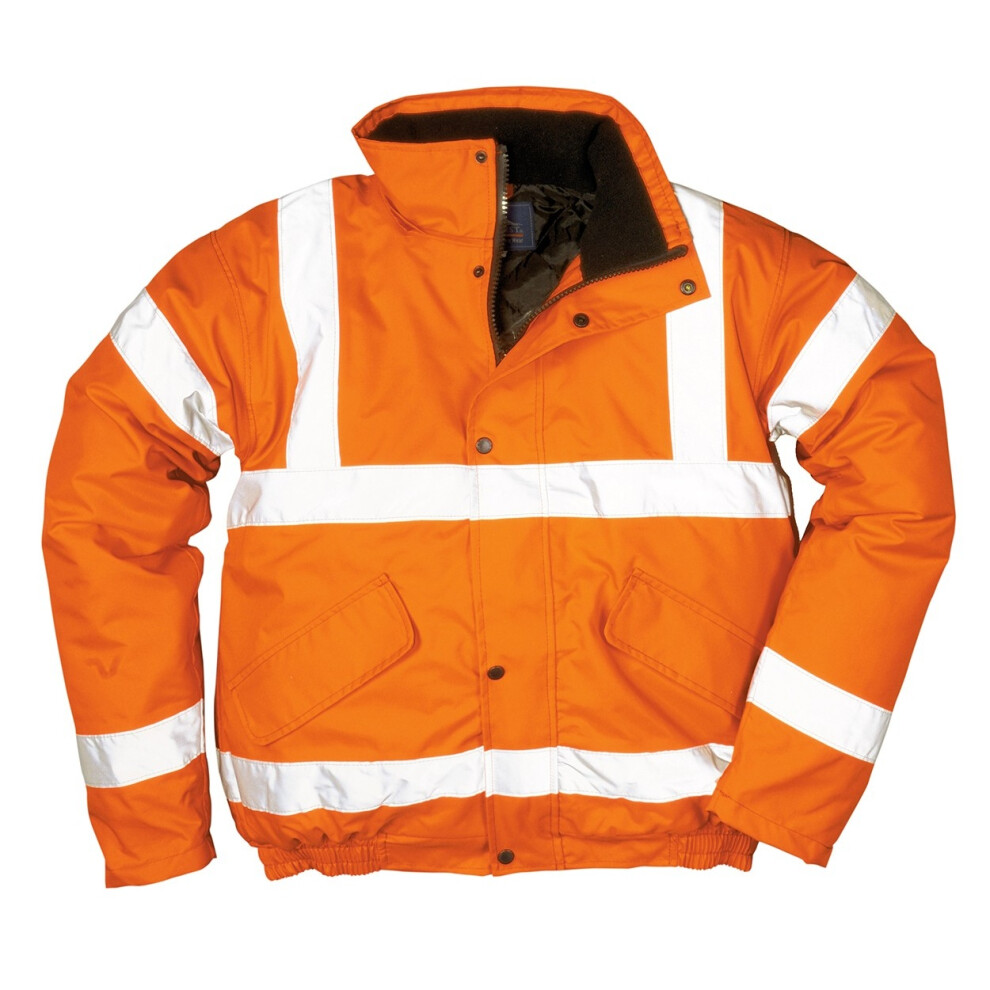 (S, Orange) Portwest Mens Hi-Vis Safety Workwear Bomber Jacket GO/RT