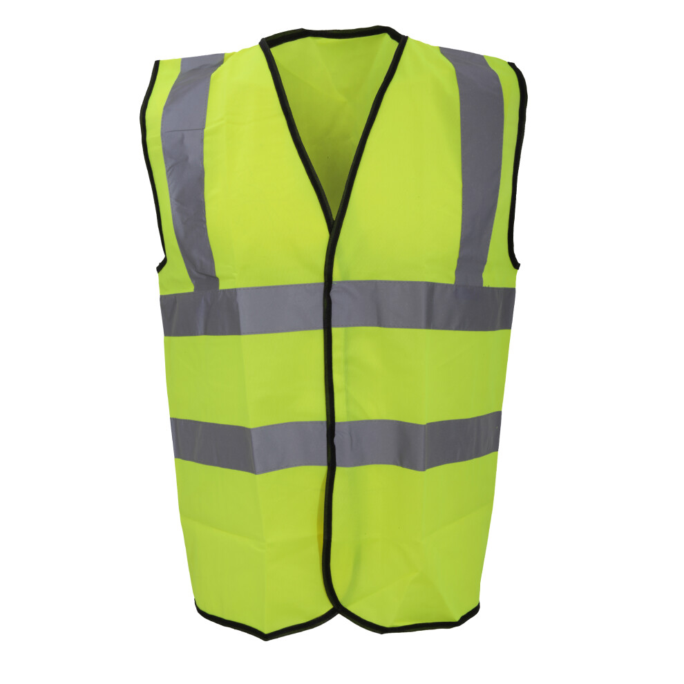 (4XL, Fluorescent Yellow) Warrior Mens High Visibility Safety Waistcoat / Vest