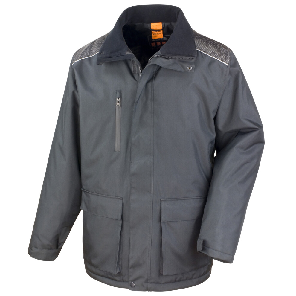 (4XL, Black) Result Mens Work-Guard Vostex Long Coat / Workwear (Waterproof & Windproof)