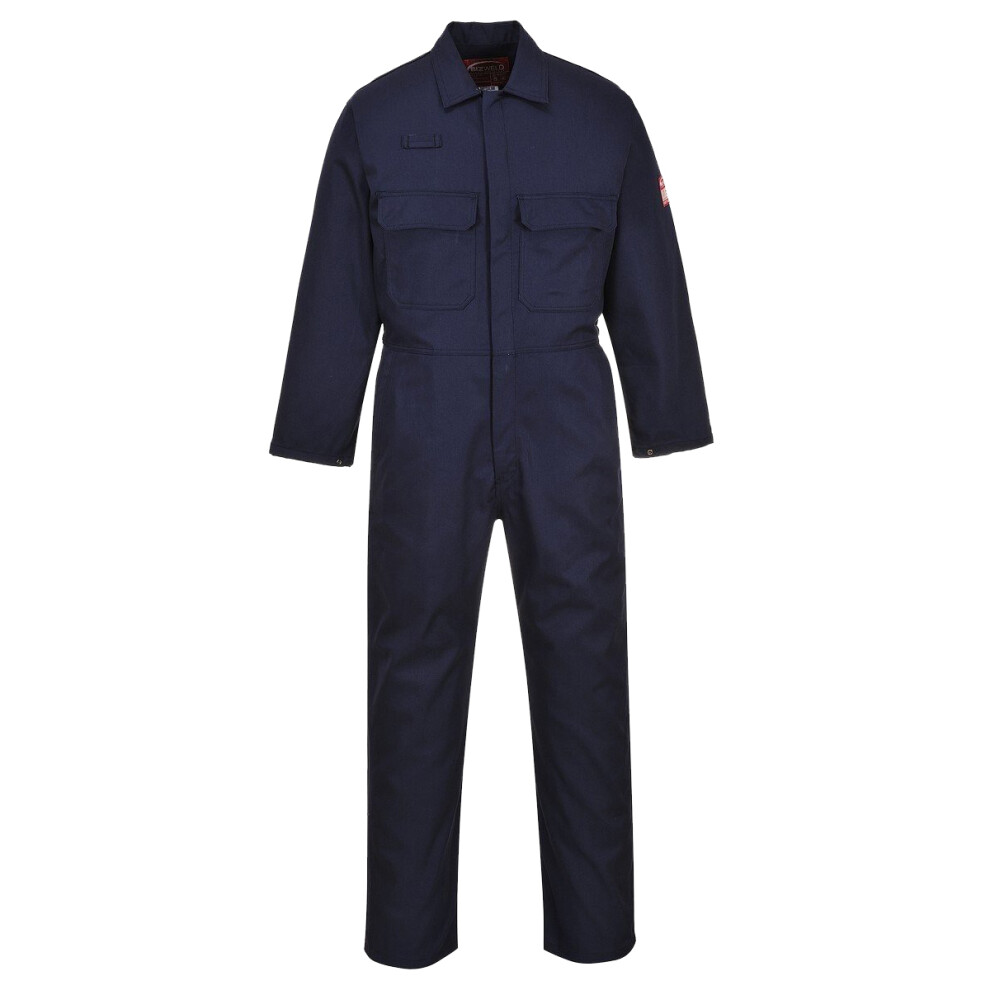 (2XL x Long, Navy) Portwest Mens Bizweld Flame Retardant Coverall / Workwear