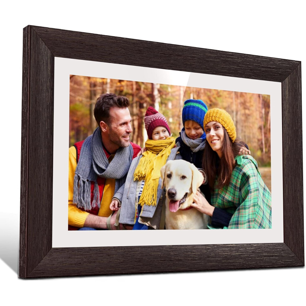 (10 Inch) 10.1 Inch Wifi Digital Photo Frame, 1280 X 800 Ips Touchscreen Picture Frame, 16G Walnut Auto-Rotate, Share Photos Or Videos Via Brown 6942322303428