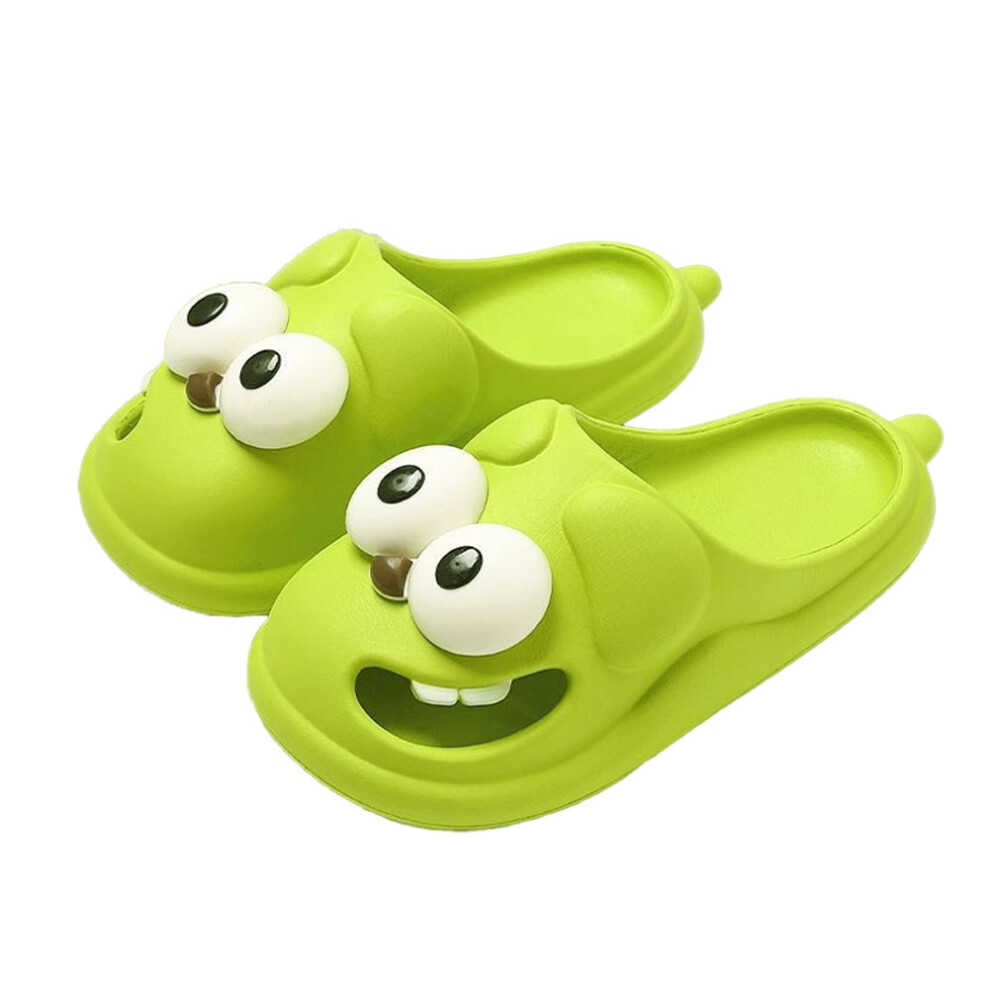 (Green, 38-39) New Closed-Toe Slippers Women's Cute Sandals Home Bedroom Non-Slip Slippers Summer Beach Cartoon Big Eyes Dog Soft Cloud Shoes-image-OPC-PF76B28-NEW