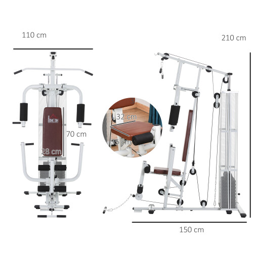 Homcom HOMCOM Multifunction Home Gym Weight Training Station Machine White 1