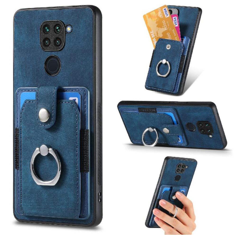 (Blue) Case For Xiaomi Redmi Note 9 4G Ring Holder Stand Crad Slot Magnetic Car Mount Blue 764762766122