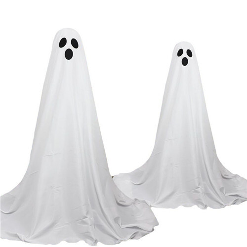 2 Pcs Spooky Ghost Standing With Light Strings Halloween Decoration 1