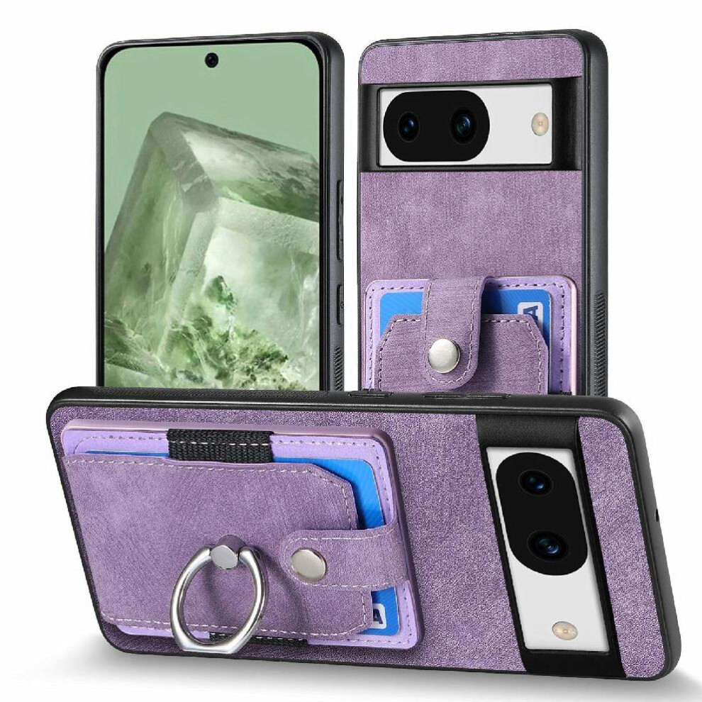 (Purple) Case For Google Pixel 8A Magnetic Car Mount Crad Slot Stand Ring Holder Purple 764762769338
