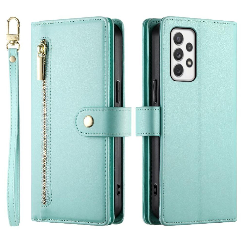 (Green) Flip Case For Samsung Galaxy A72 4G/5G Wallet Compartment Wrist Strap Multifunctional Card Slots Kickstand Green 764762770860