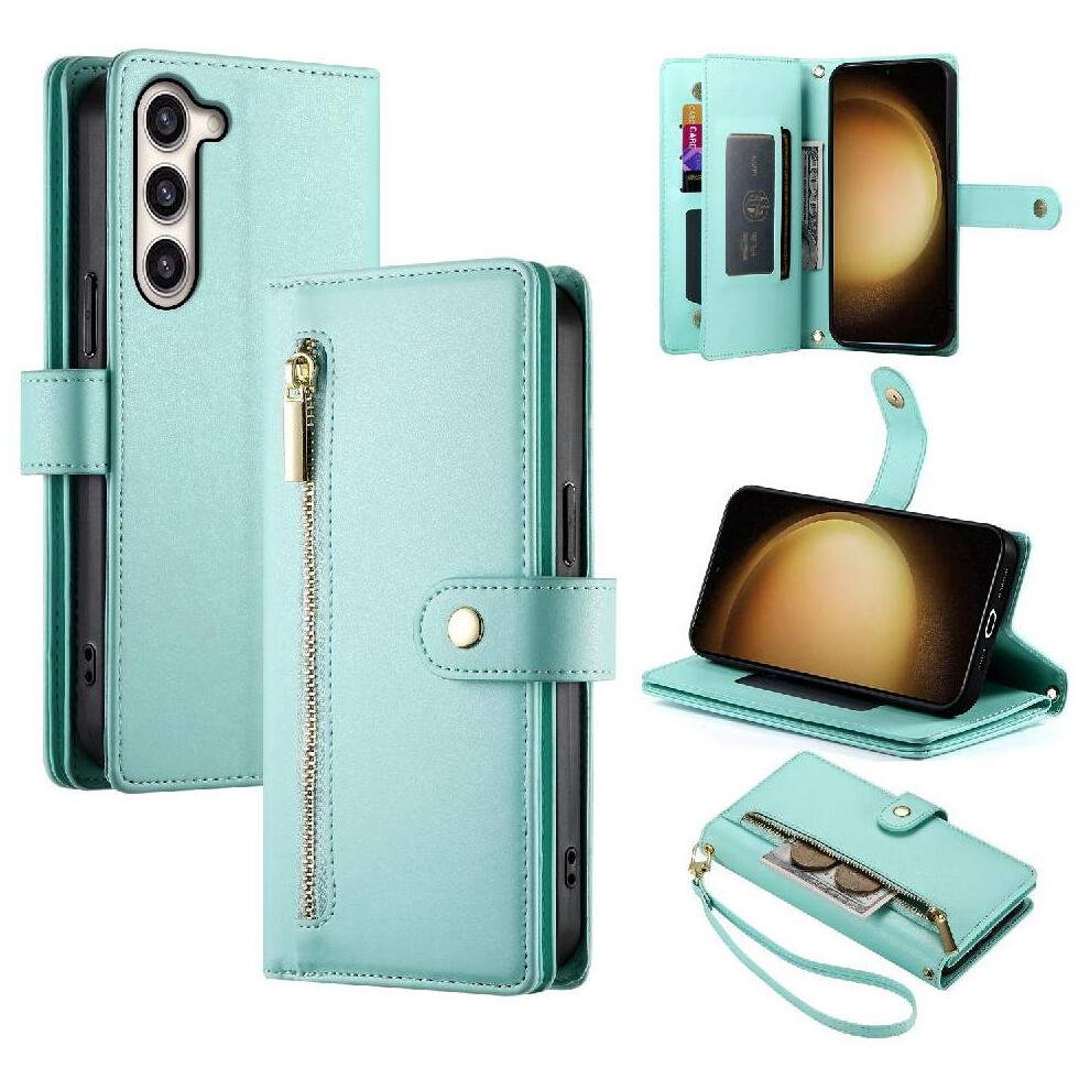 (Green) Flip Case For Samsung Galaxy S23 Plus Wallet Compartment Multifunctional Card Slots Wrist Strap Kickstand Green 764762773441