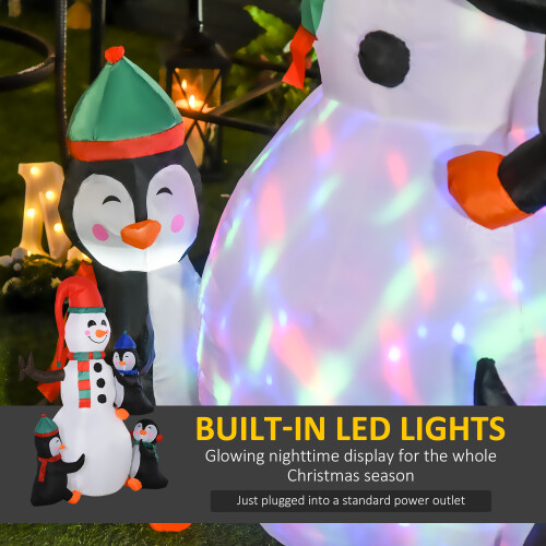 Homcom HOMCOM Inflatable Three Cute Penguins Building Snowman Christmas Lighted 6ft 2