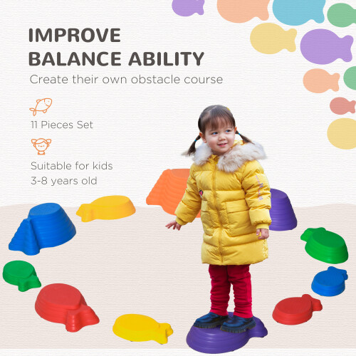 Outsunny Outsunny Kids Balance Stepping Stones - Multicoloured 2