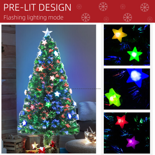 Homcom HOMCOM 5FT Prelit Artificial Christmas Tree Fibre Optic LED Light Decoration 2