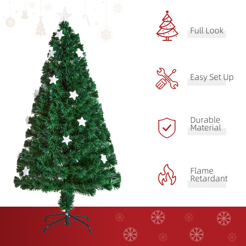 Homcom HOMCOM 5FT Prelit Artificial Christmas Tree Fibre Optic LED Light Decoration 1