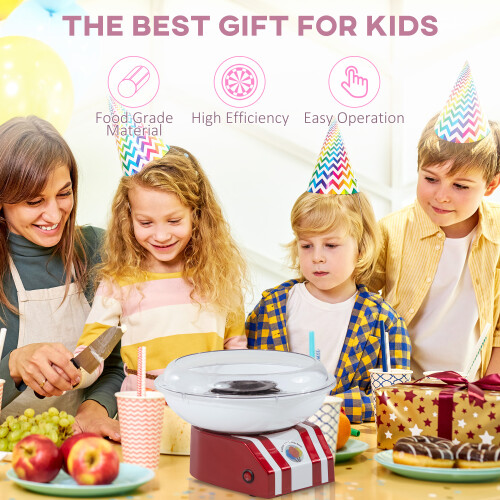 Homcom HOMCOM Cotton Candy Maker Machine Gadgetry Electric Making Candy Floss Red 2