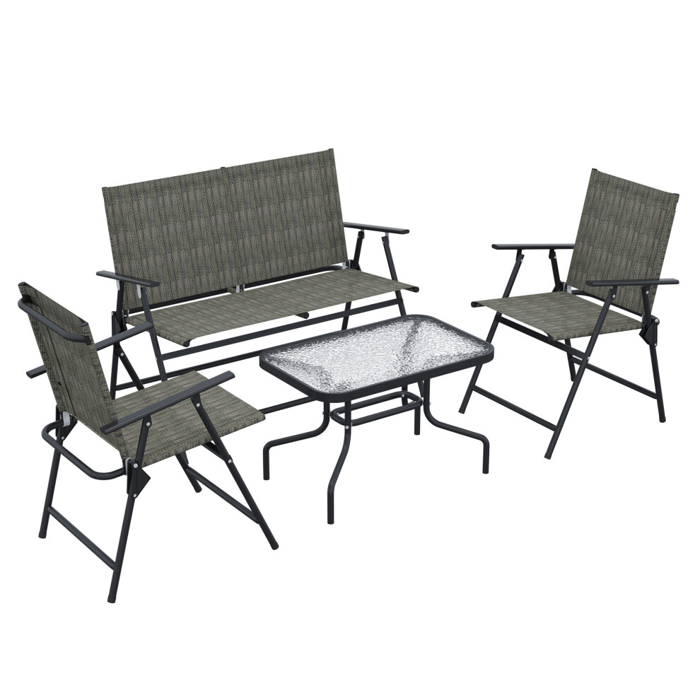 Patio Furniture Set, Garden Setwith Table, Foldable Chairs, A Loveseat