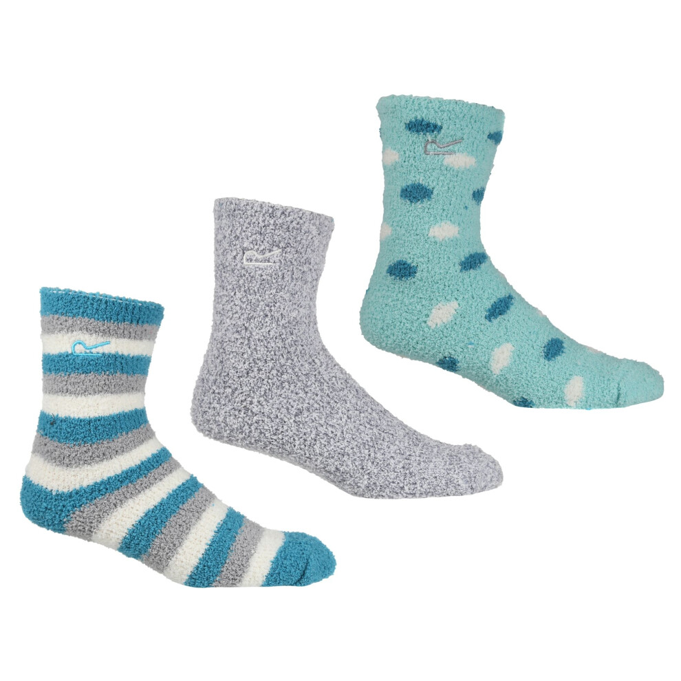 (6 UK-8 UK, Niagra Blue/Light Steel) Regatta Womens/Ladies Cosy Socks (Pack of 3)