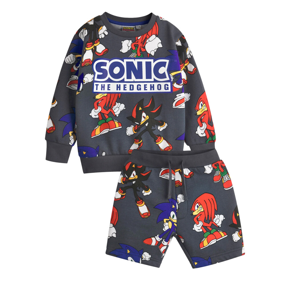 Sonic The Hedgehog Boys Characters Long-Sleeved Sweatshirt and Shorts Set