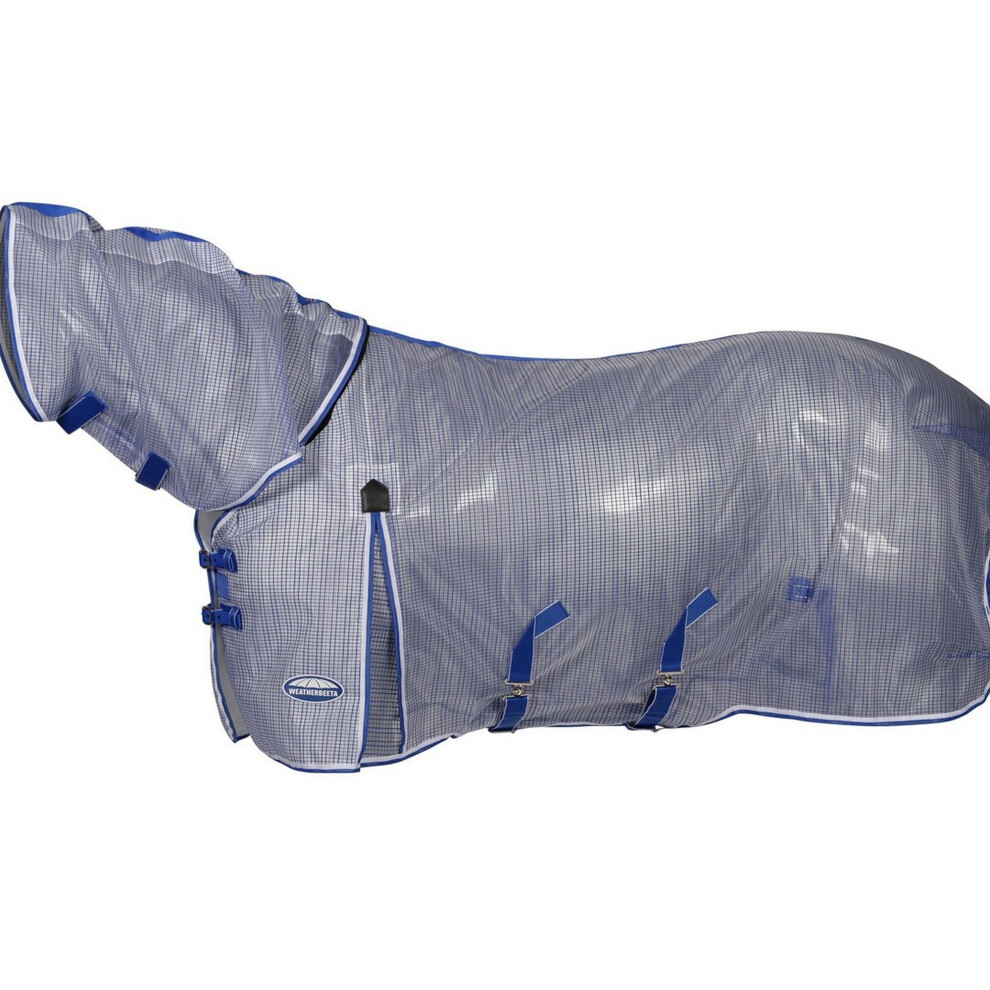 (4' 3", White/Blue) Weatherbeeta Comfitec Ripshield Plus Combo Neck Ultra Belly Wrap Horse Turnout Rug