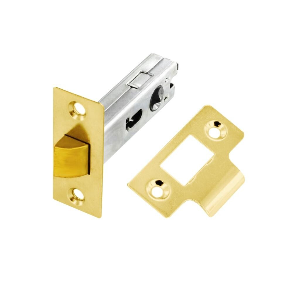 (75Mm, Steel/Brass) Securit Brass Plated Bolt Through Mortice Latch 5063425794423