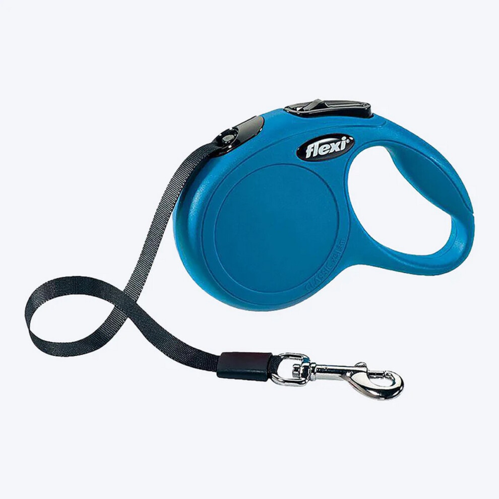 (5m, Blue) Flexi New Classic Retractable Dog Cord