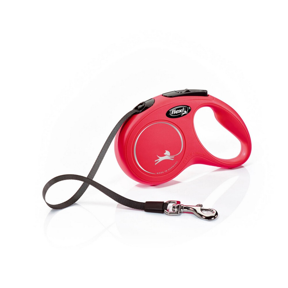 (5m, Red) Flexi New Classic Tape Large Retractable Dog Lead