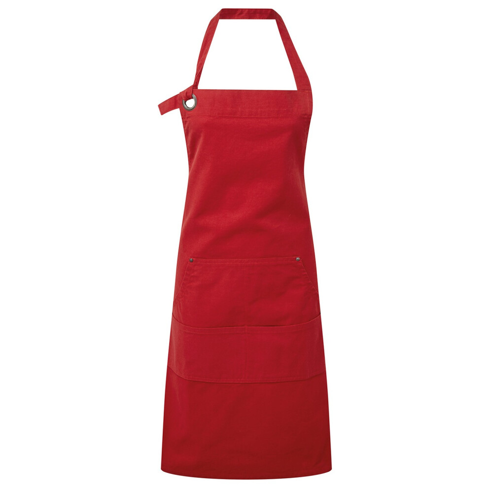 (One Size, Red) Premier Unisex Adult Cotton Canvas Pocket Apron