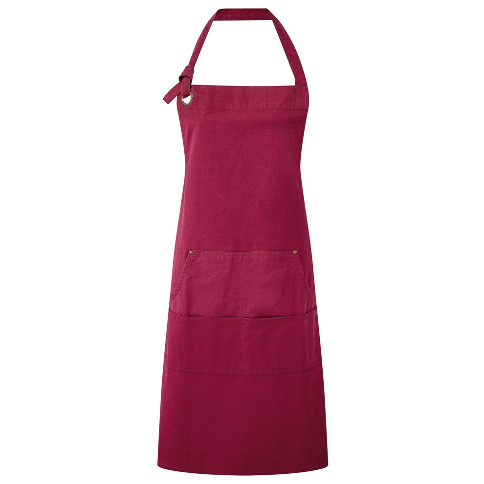 (One Size, Burgundy) Premier Unisex Adult Cotton Canvas Pocket Apron