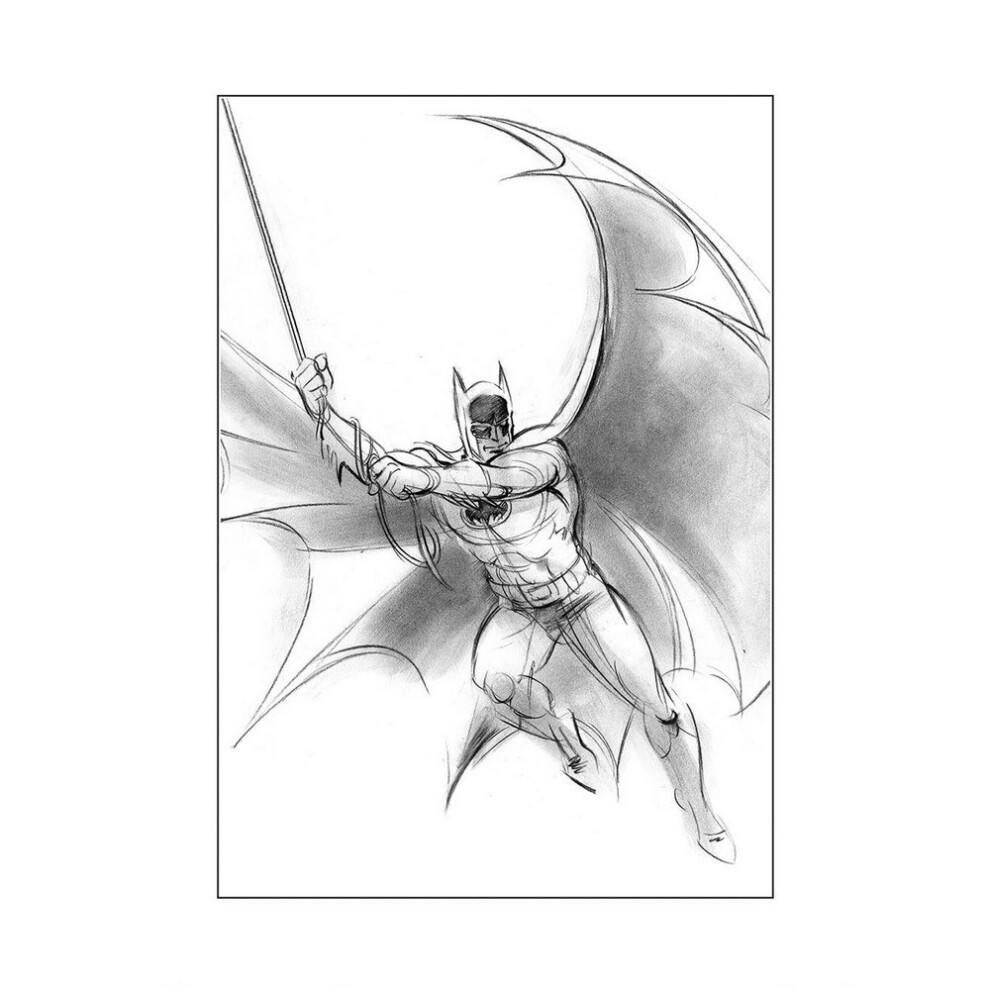 (80cm x 60cm, White/Black) Batman Swoop Print