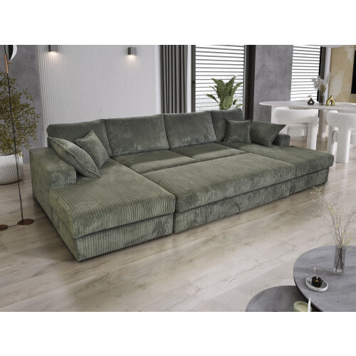 Furniture 786 Family Large Double Sofa with Footstool U-Shaped Grey 2