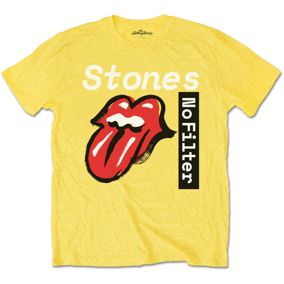 (11-12 Years, Yellow) The Rolling Stones Childrens/Kids No Filter Text T-Shirt-image-OPC-PF78KJP-NEW