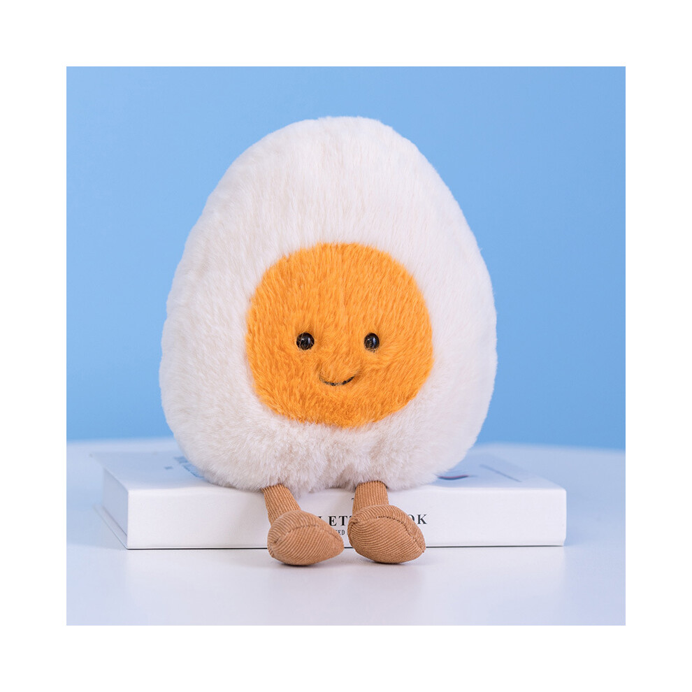 (Smile Round Eyes) Cute Boiled Egg Emoji Plush Toy Cartoon Doll Throw Pillow Stuffed Toys Kids Gift