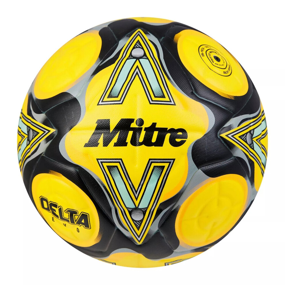 (4, Yellow/Black/Grey) Mitre Delta Evo Football