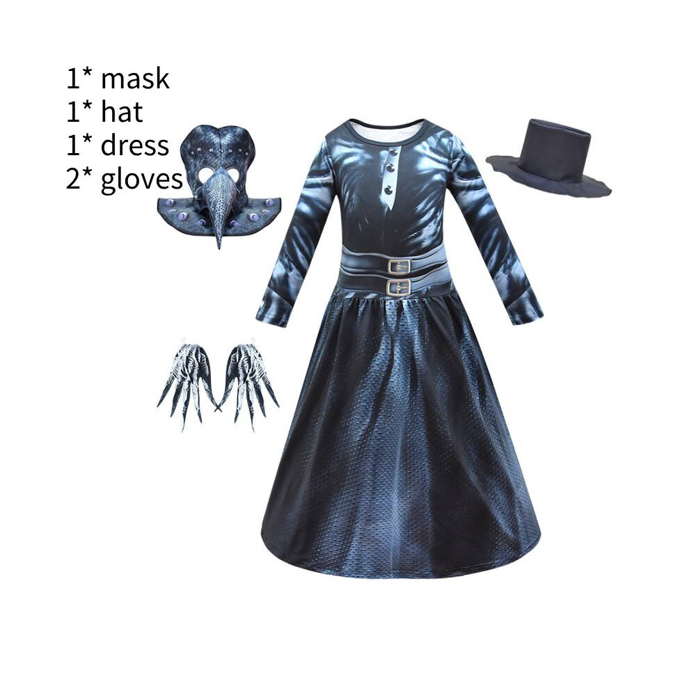 (140cm/55.12in) Cosplay Plague Doctor Costume Dress Kids Outfit Set Halloween Children Gift