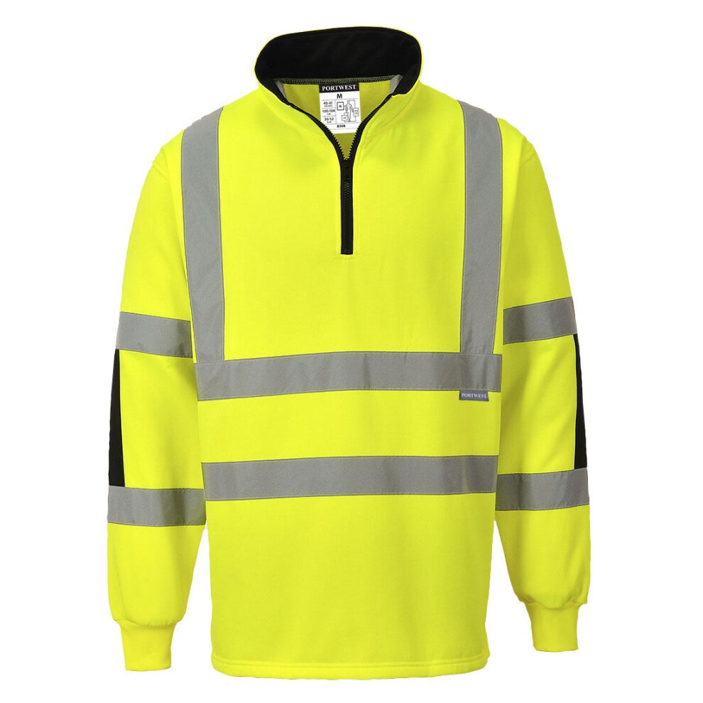 (L, Yellow) Portwest Mens Xenon Hi-Vis Rugby Shirt