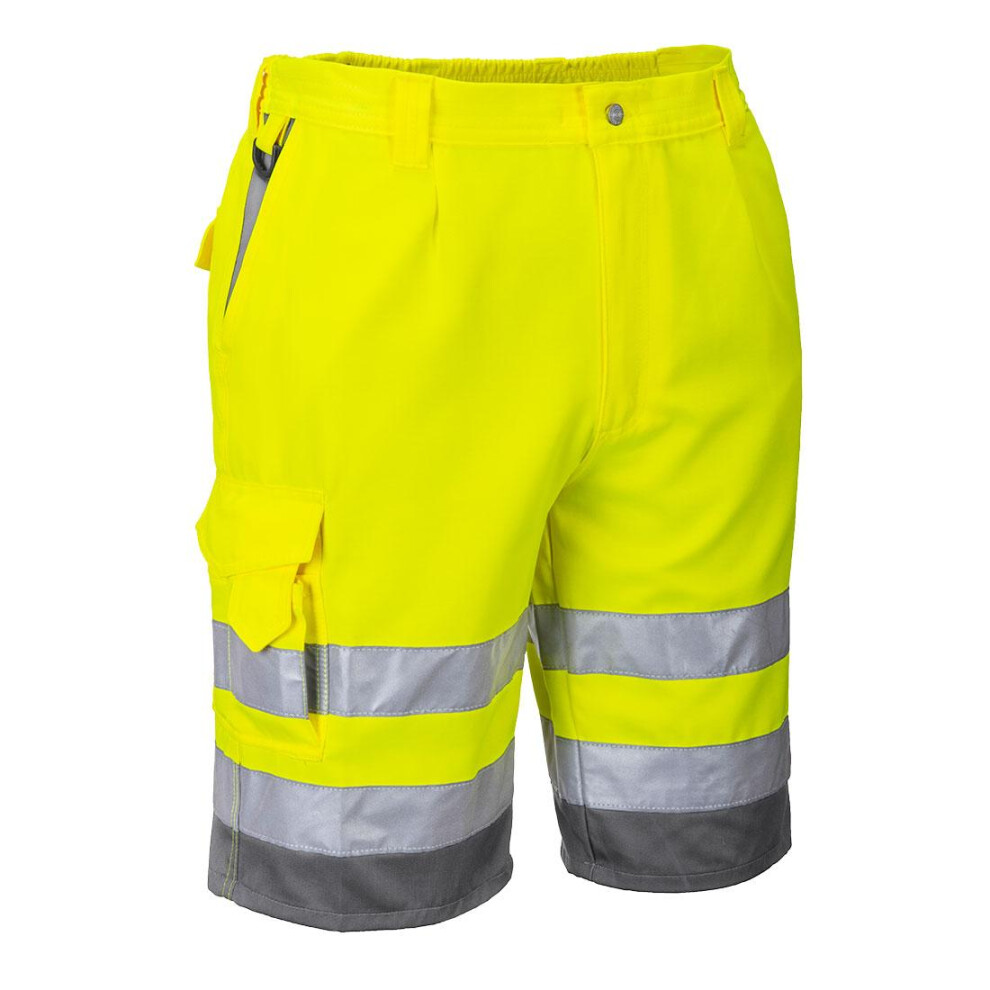 (S R, Yellow/Grey) Portwest Mens Contrast Hi-Vis Shorts