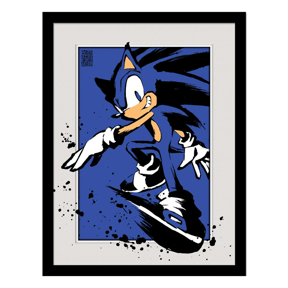 Sonic The Hedgehog Splattered Framed Poster