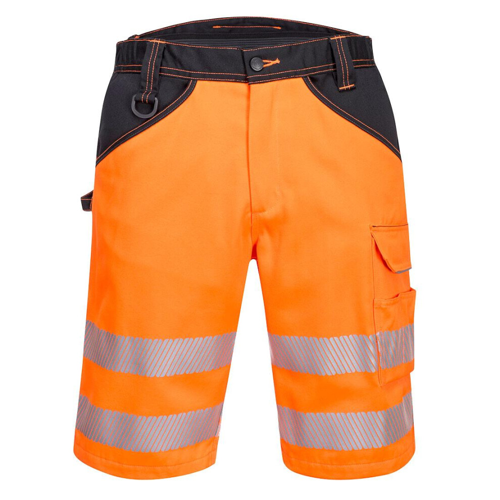 (42R, Orange/Black) Portwest Mens PW3 Contrast Panel Hi-Vis Shorts