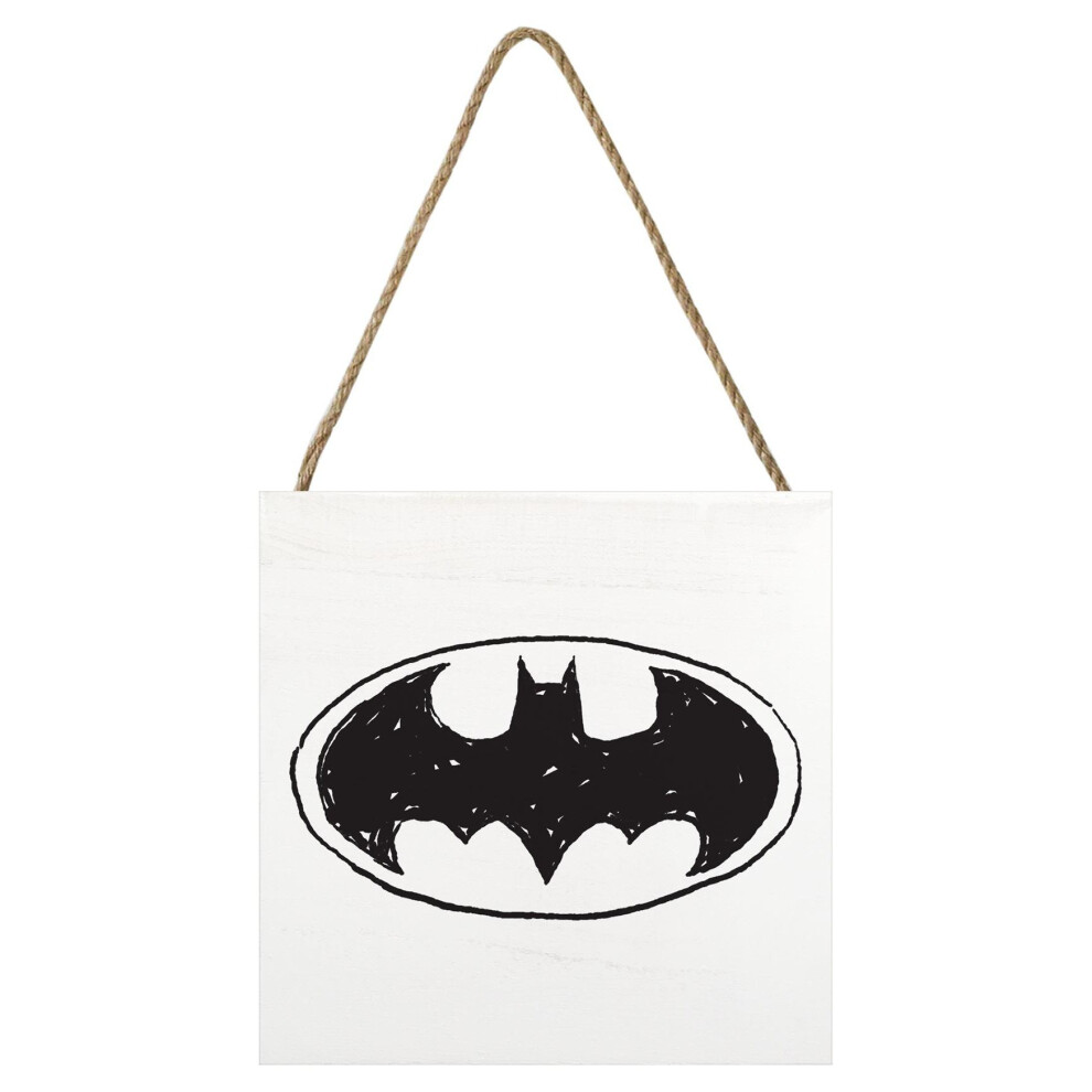 Batman Fun Sketch Logo Wooden Block