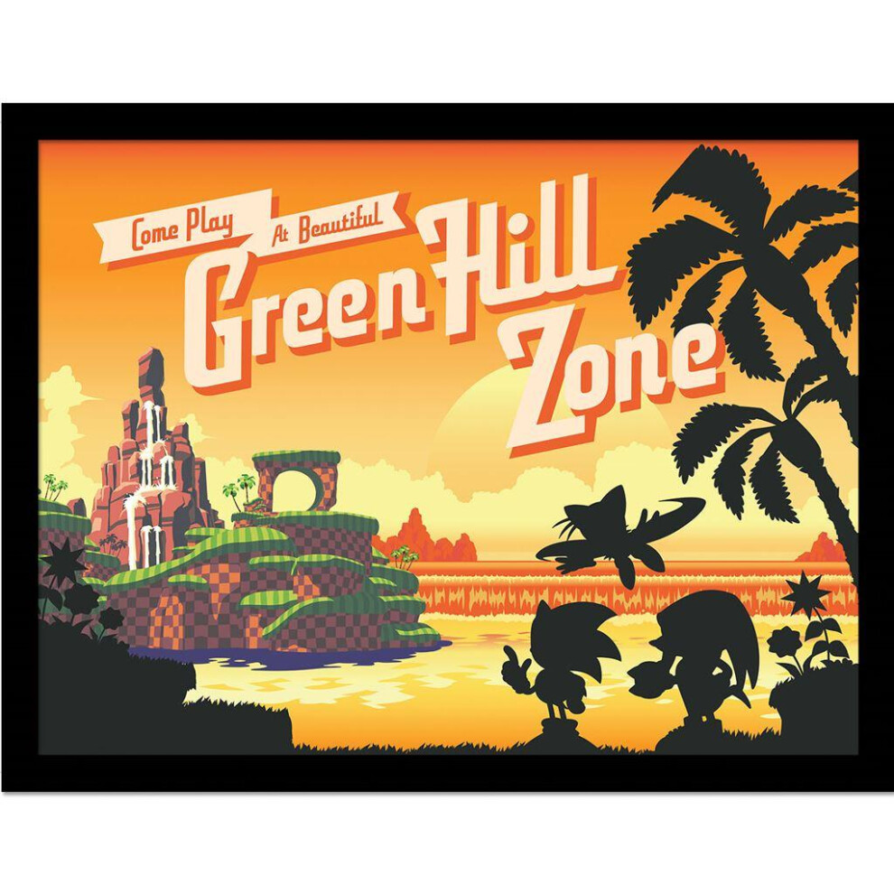 Sonic The Hedgehog Green Hill Sunset Framed Print