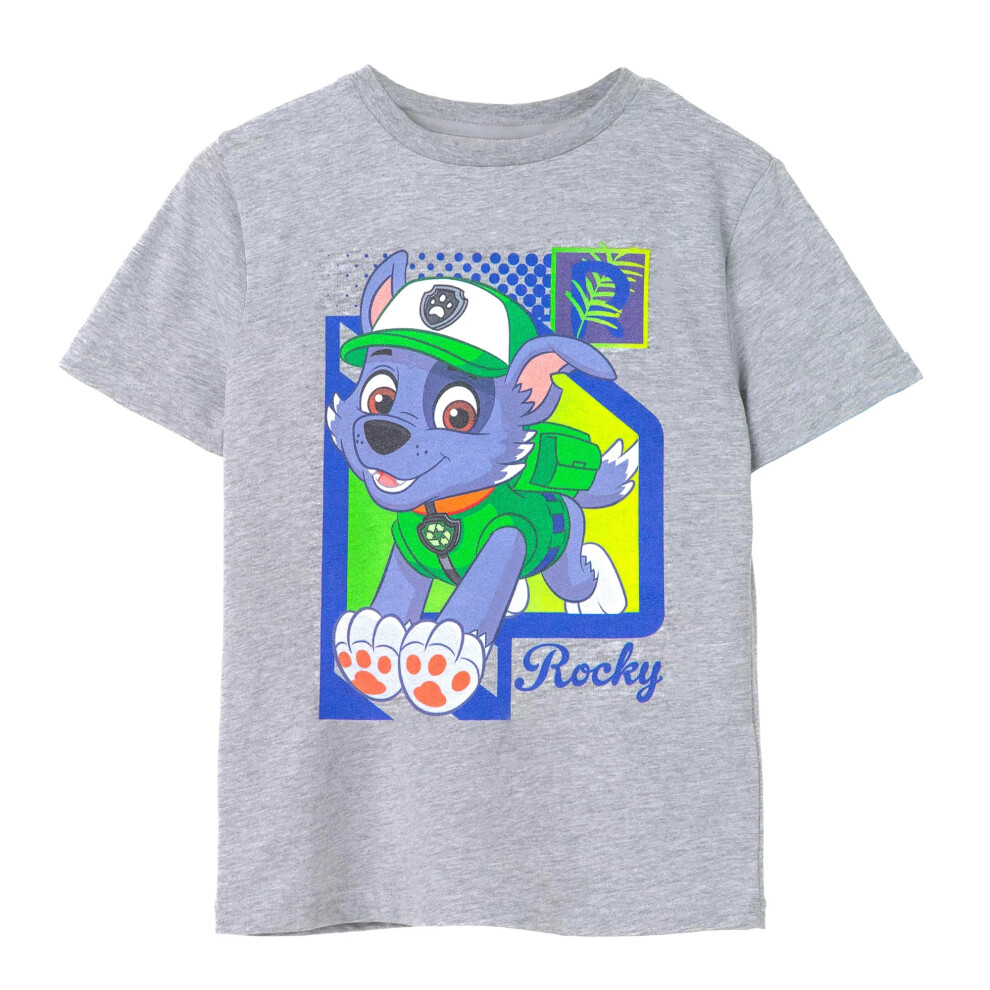 (7-8 Years, Grey Marl) Paw Patrol Childrens/Kids Rocky Short-Sleeved T-Shirt