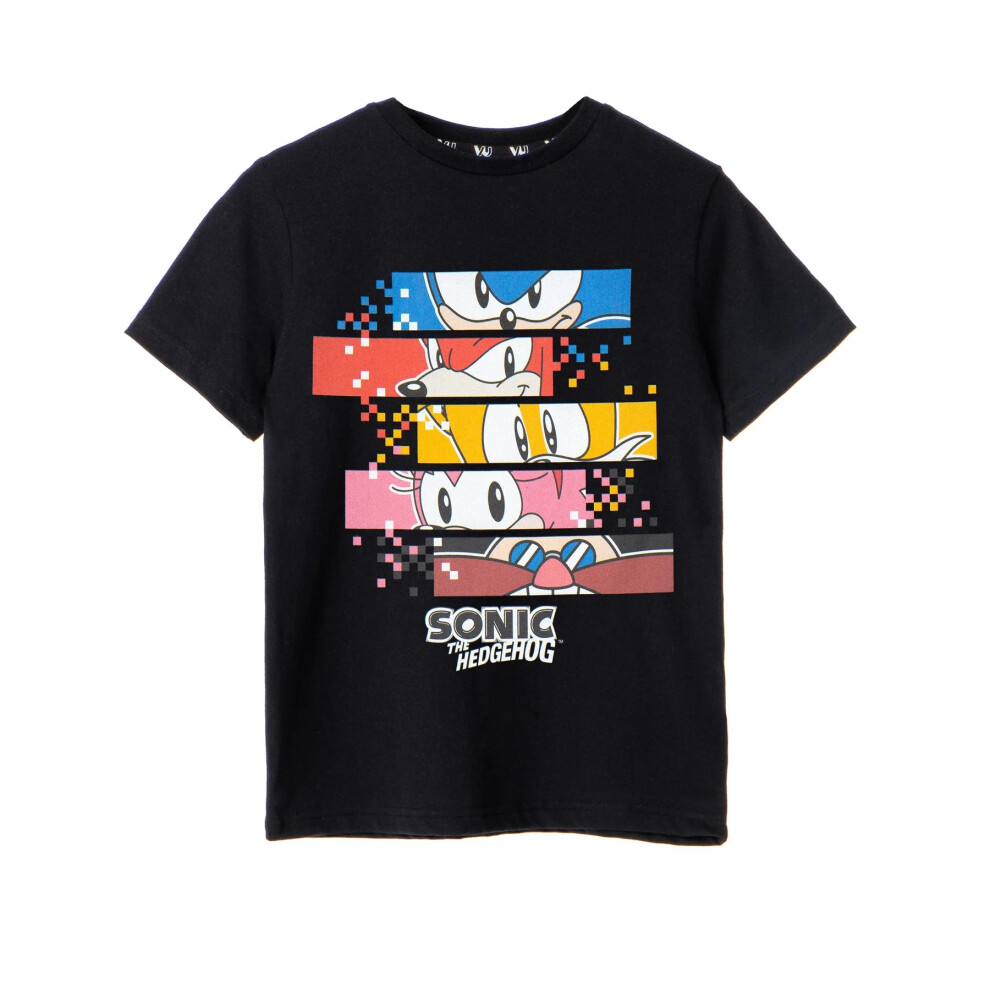 (5-6 Years, Black) Sonic The Hedgehog Boys Pixel T-Shirt