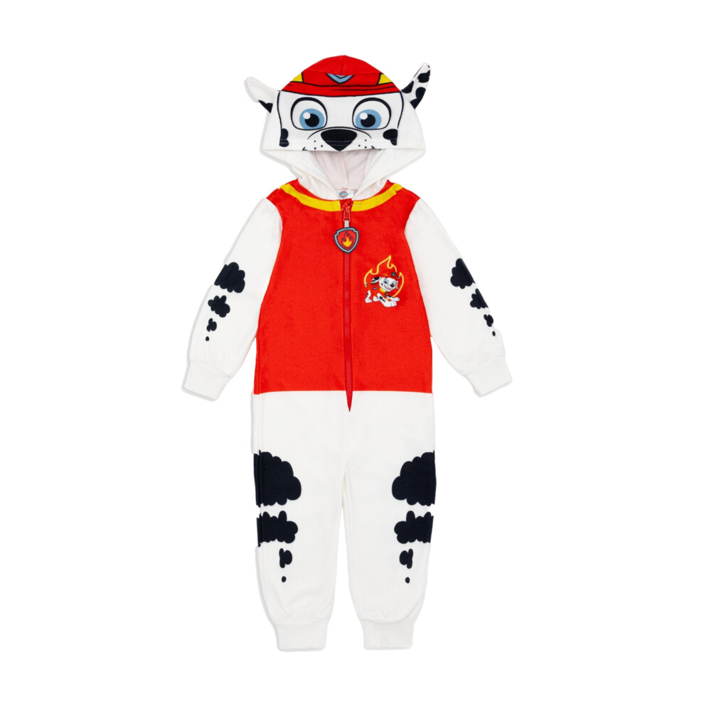 (5-6 Years, White/Red/Black) Paw Patrol Childrens/Kids Marshall All-In-One Nightwear